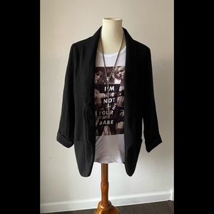 Black Lush Brand Lightweight Open Front Blazer